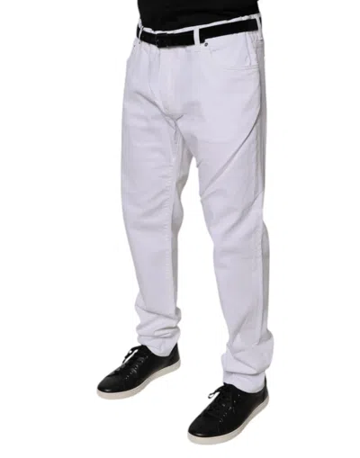 Dolce & Gabbana White Cotton Stretch Skinny Men Denim Jeans In White