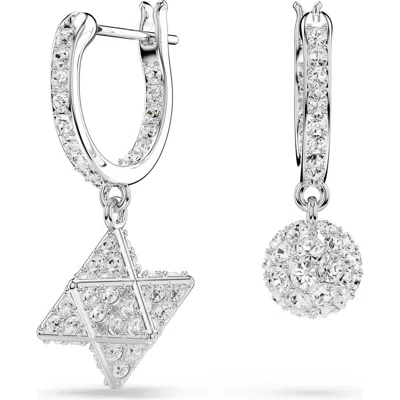 Swarovski Dextera Mismatch Drop Hooop Earrings In Metallic