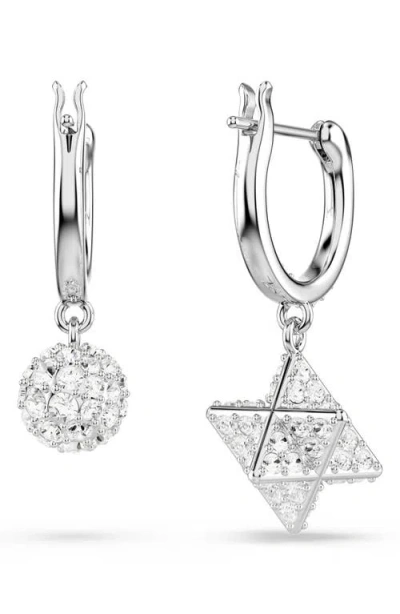 Swarovski Dextera Mismatch Drop Hooop Earrings In Metallic