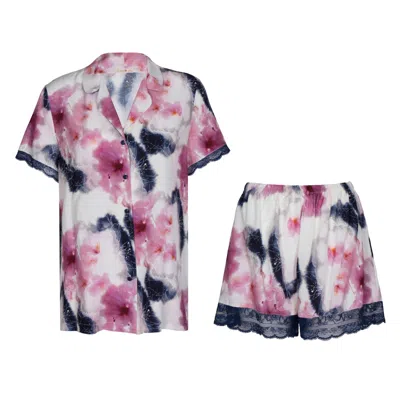 Oh!zuza Night&day Women's Blue / Pink / Purple Short Pyjama Set - Printed Viscose