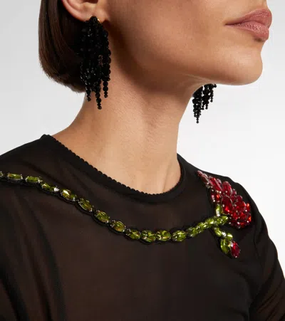 Simone Rocha Cascading Chandelier Drop Earrings In Black
