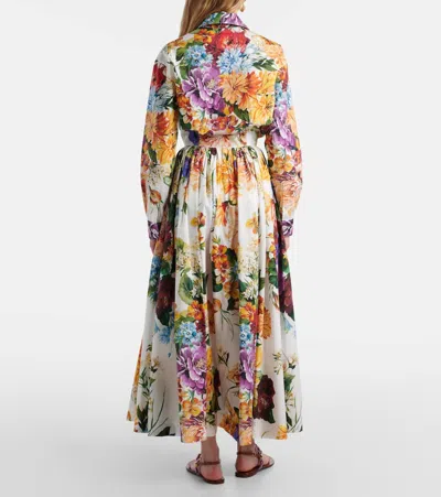 Dolce & Gabbana Multicolor Cropped Shirt With Tie Closure On The Front And All-over Floral Print In Cotton Woman