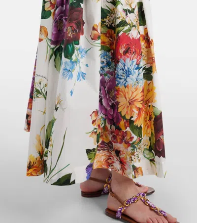 Dolce & Gabbana Multicolor Cropped Shirt With Tie Closure On The Front And All-over Floral Print In Cotton Woman