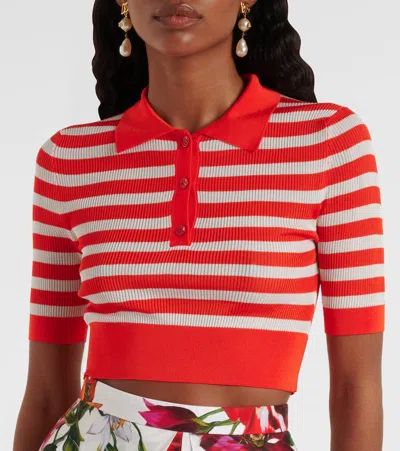 Dolce & Gabbana Striped Polo In Orange