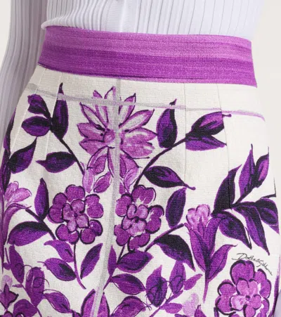 Dolce & Gabbana Majolica Cotton And Linen-blend Miniskirt In Purple