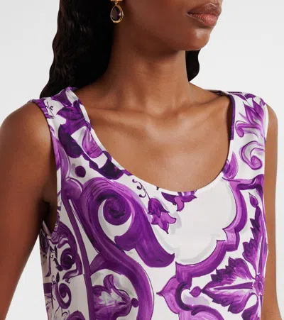 Dolce & Gabbana Majolica Jersey Tank Top In Purple