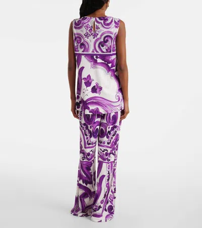 Dolce & Gabbana Majolica Jersey Tank Top In Purple