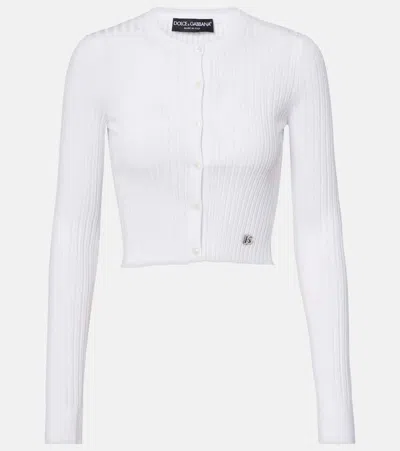 Dolce & Gabbana White Stretch Viscose Blend Cardigan In White