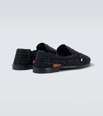 Brunello Cucinelli Woven Suede Loafers In Blue