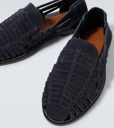 Brunello Cucinelli Woven Suede Loafers In Blue