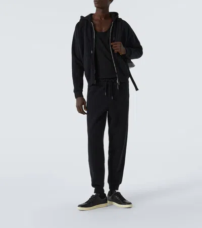 Tom Ford Black Cotton Fleece Sweatpants In Animal Print