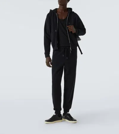 Tom Ford Slim-fit Cotton-blend Jersey Zip-up Hoodie In Black
