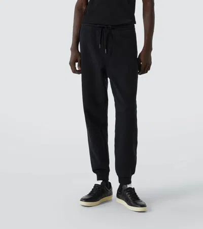 Tom Ford Black Cotton Fleece Sweatpants In Animal Print