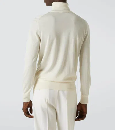 Tom Ford Soft Cashmere Blend Roll Neck Sweater In Neutral