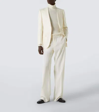 Tom Ford Soft Cashmere Blend Roll Neck Sweater In Neutral