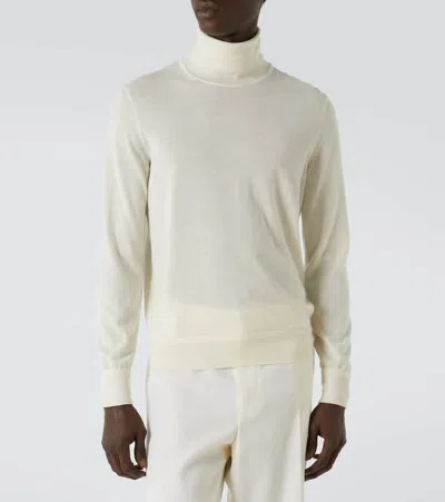 Tom Ford Soft Cashmere Blend Roll Neck Sweater In Neutral