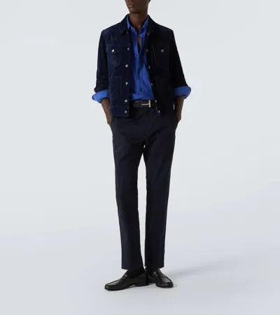 Tom Ford Suede Jacket In Blue