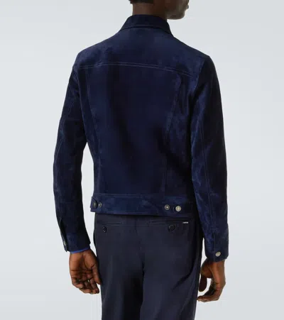 Tom Ford Suede Jacket In Blue