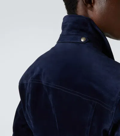 Tom Ford Suede Jacket In Blue