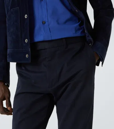 Tom Ford Cotton Twill Chinos In Blue