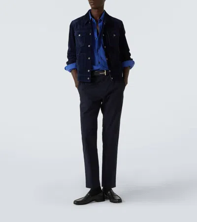 Tom Ford Cotton Twill Chinos In Blue