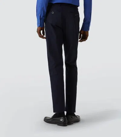 Tom Ford Cotton Twill Chinos In Blue