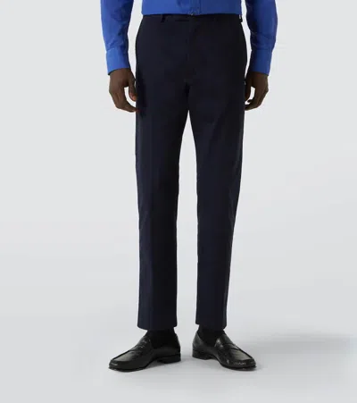 Tom Ford Cotton Twill Chinos In Blue