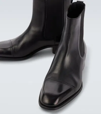 Tom Ford Edgar Polished Leather Chelsea Boots In Black