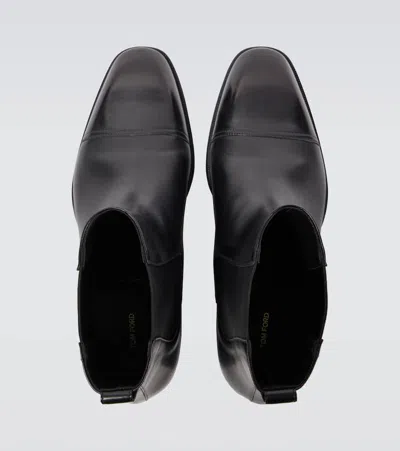 Tom Ford Edgar Polished Leather Chelsea Boots In Black