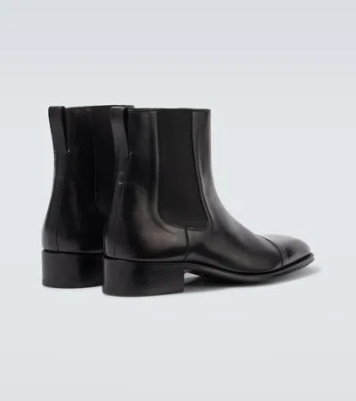 Tom Ford Edgar Polished Leather Chelsea Boots In Black