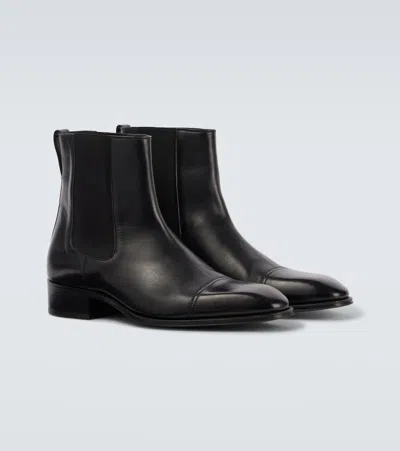Tom Ford Edgar Polished Leather Chelsea Boots In Black