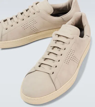 Tom Ford Warwick Leather Sneakers In Neutral