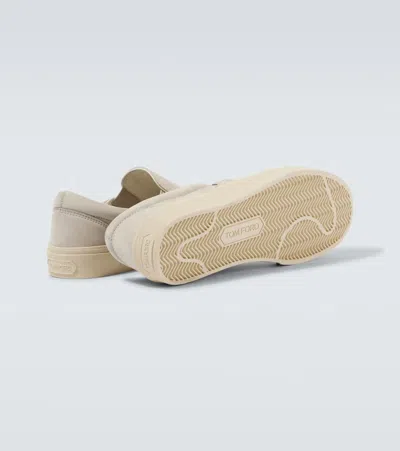 Tom Ford Jude Leather Slip-on Sneakers In Neutral