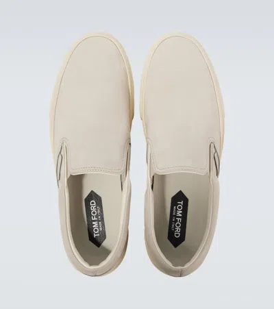 Tom Ford Jude Leather Slip-on Sneakers In Neutral