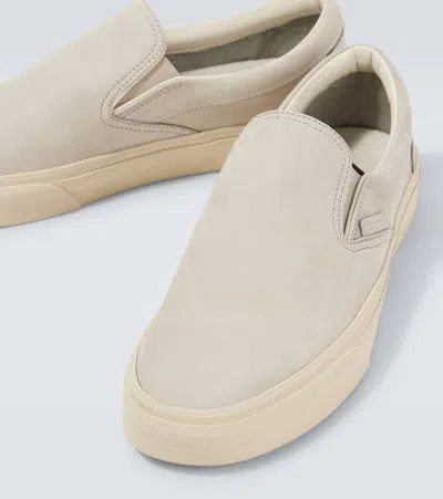 Tom Ford Jude Leather Slip-on Sneakers In Neutral
