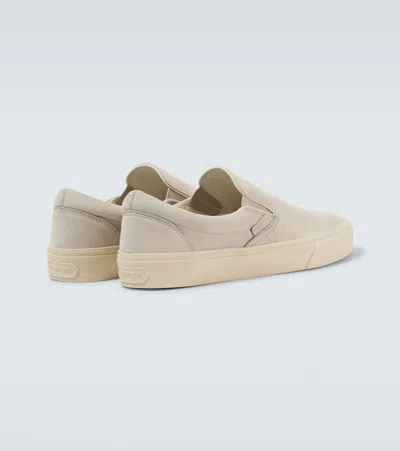 Tom Ford Jude Leather Slip-on Sneakers In Neutral
