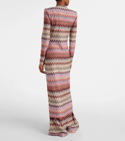 Missoni Womens Multicolor Chevron Metallic-knit Long Cardigan In Multi