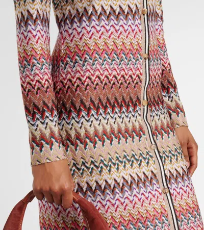 Missoni Womens Multicolor Chevron Metallic-knit Long Cardigan In Multi