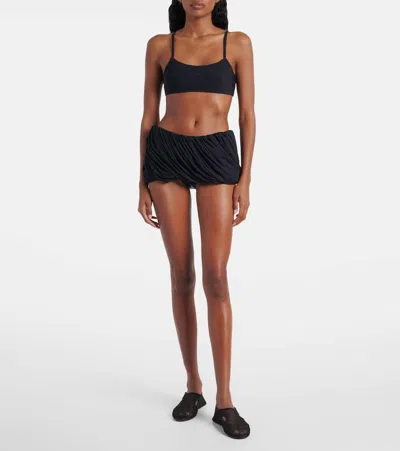 Alaïa Pleated Low-rise Skort Bikini In Black