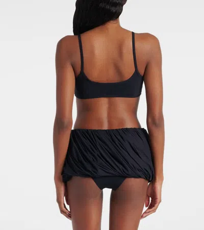 Alaïa Pleated Low-rise Skort Bikini In Black