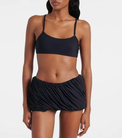 Alaïa Pleated Low-rise Skort Bikini In Black