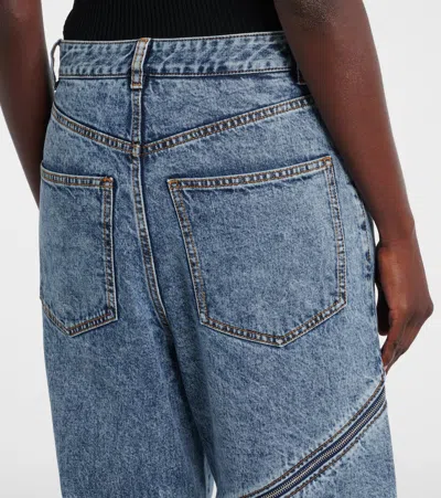 Alaïa Spiral High-rise Denim Wide-leg Jeans In Blue