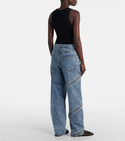 Alaïa Spiral High-rise Denim Wide-leg Jeans In Blue