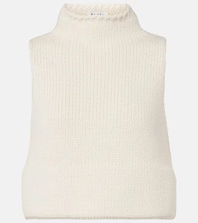 Alaïa Cropped Cotton-blend Top In White
