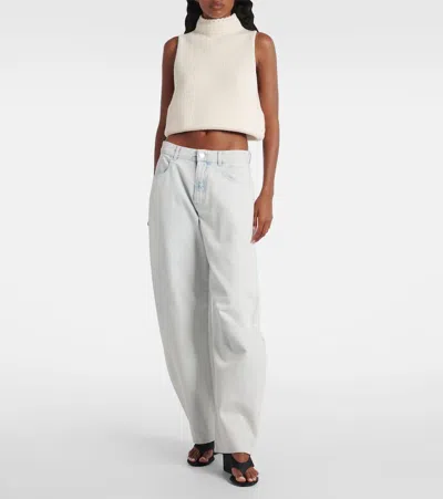Alaïa Cropped Cotton-blend Top In White
