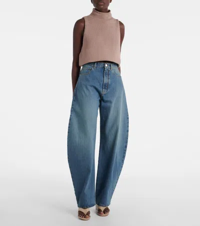 Alaïa Cropped Cotton-blend Top In Pink