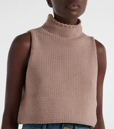 Alaïa Cropped Cotton-blend Top In Pink