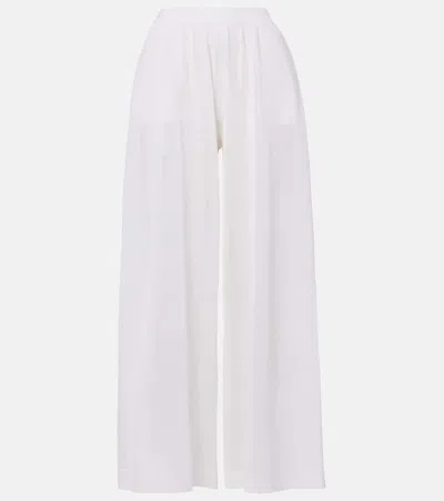 Alaïa Linen And Silk Wide-leg Pants In White