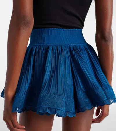 Alaïa Scalloped Crinoline Shorts In Blue