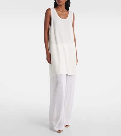 Alaïa Linen And Silk Wide-leg Pants In White